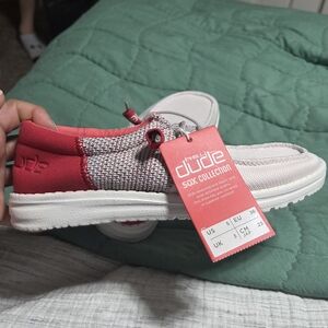 Hey Dude Slip-On Sneakers - Coral Red & Light Gray